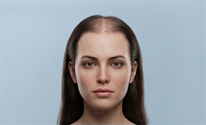 Receding hairline + slight crown