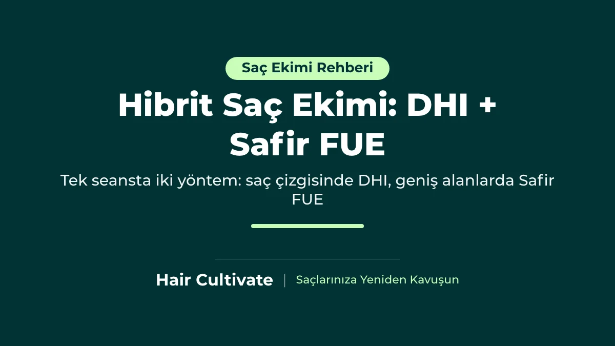 Hibrit saç ekimi rehberi: saç çizgisinde DHI, orta bölge ve tepede Safir FUE