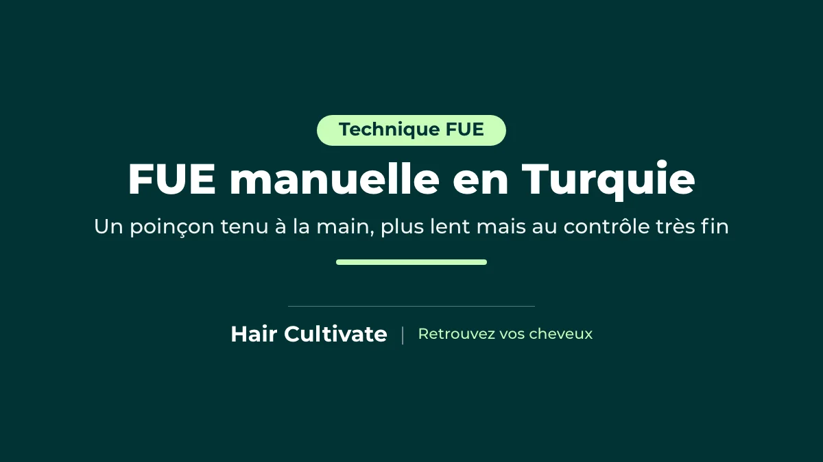 FUE manuelle à Istanbul : prélèvement des greffons avec un poinçon tenu à la main