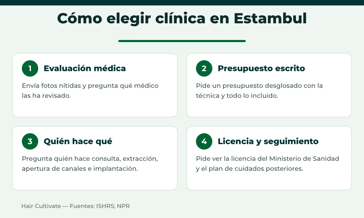 Cómo elegir clínica según el precio del trasplante capilar en Turquía: evaluación, presupuesto, licencia