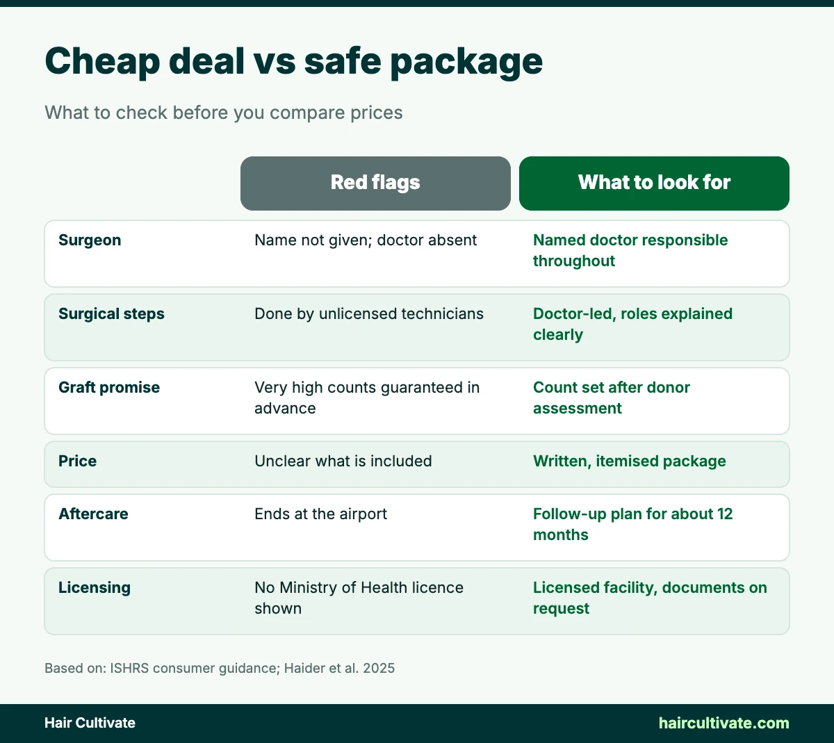 Hair transplant cost Turkey: cheap deal red flags vs safe package checklist