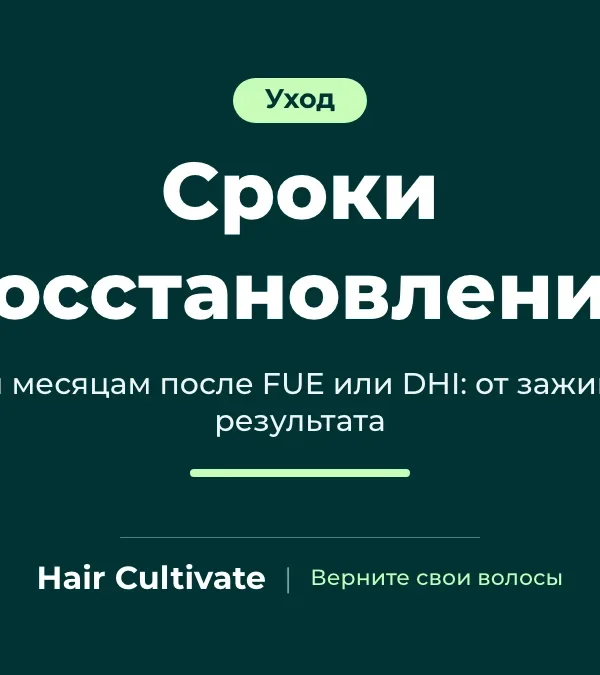 Восстановление после пересадки волос FUE и DHI по дням и по месяцам