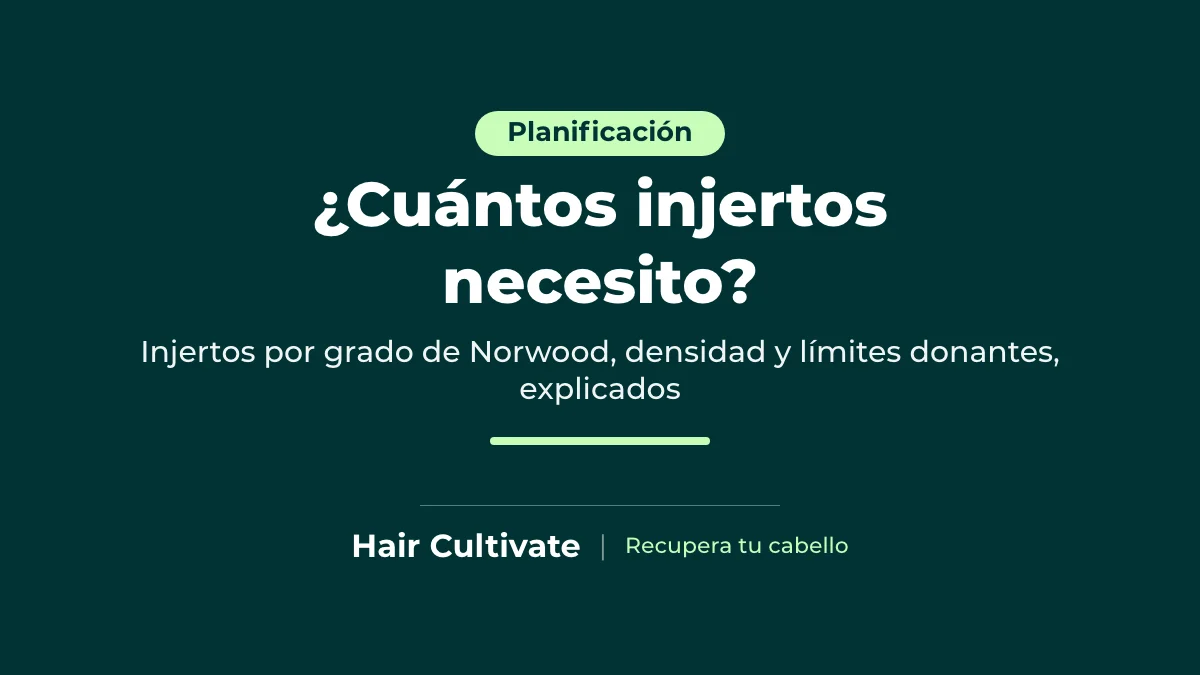 Cuántos injertos necesito: guía de grados de Norwood, densidad y capacidad donante