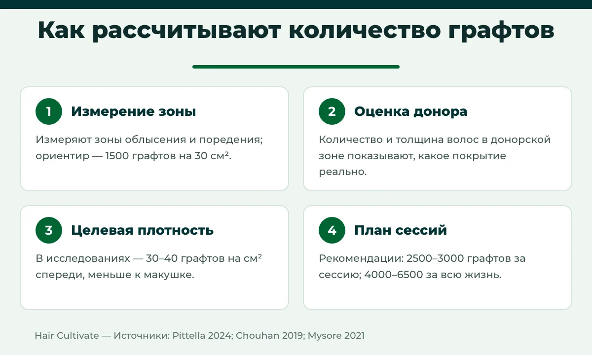 Четыре шага, по которым хирург определяет, сколько графтов нужно
