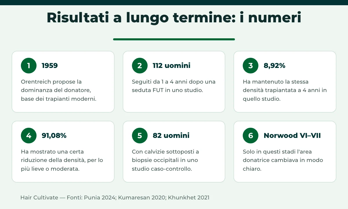 Il trapianto di capelli è permanente: numeri chiave dagli studi a lungo termine