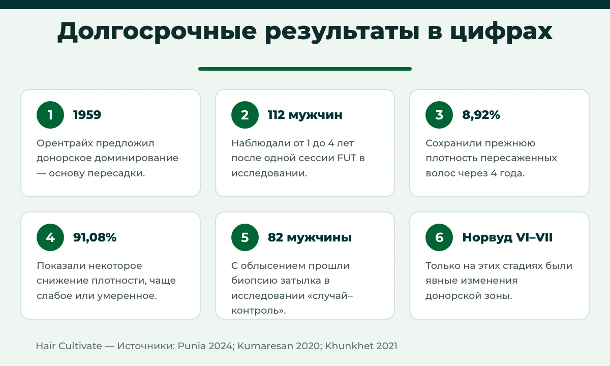 Пересадка волос навсегда: ключевые цифры долгосрочных исследований