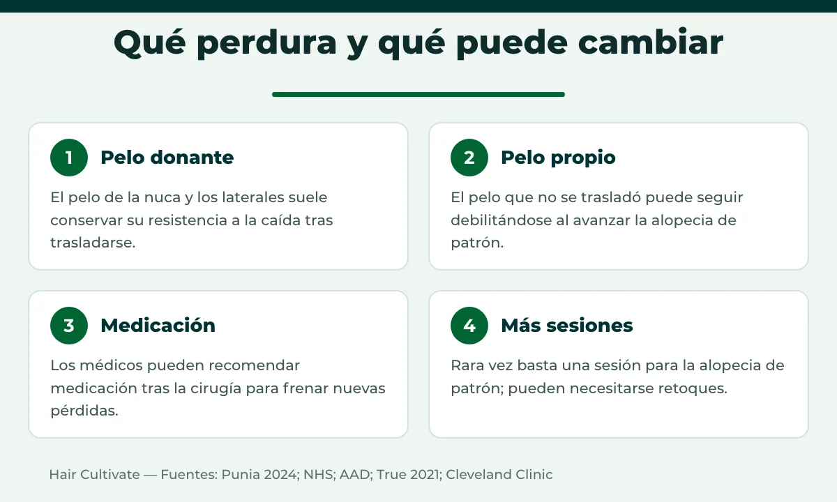 Trasplante capilar permanente: qué perdura y qué puede cambiar con el tiempo