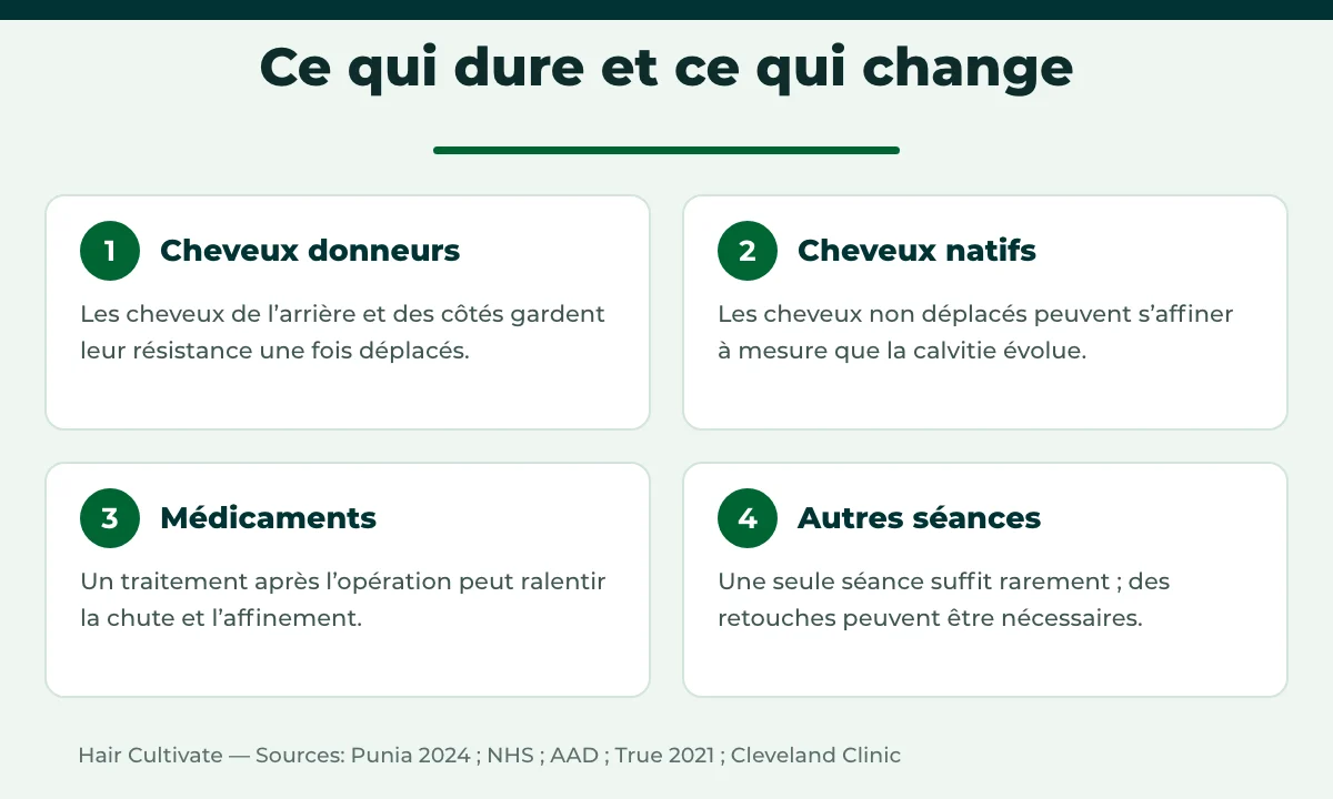 Greffe de cheveux définitive : ce qui dure et ce qui peut changer avec le temps