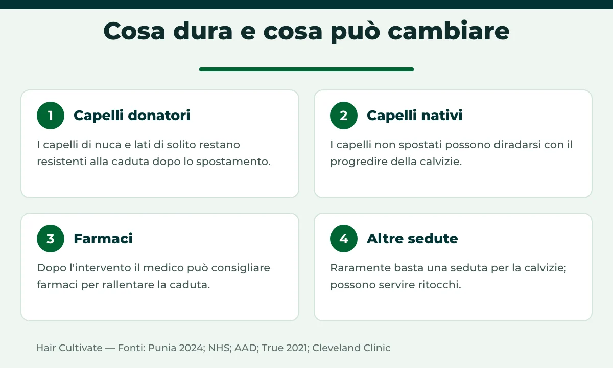 Il trapianto di capelli è permanente: cosa dura e cosa può cambiare nel tempo