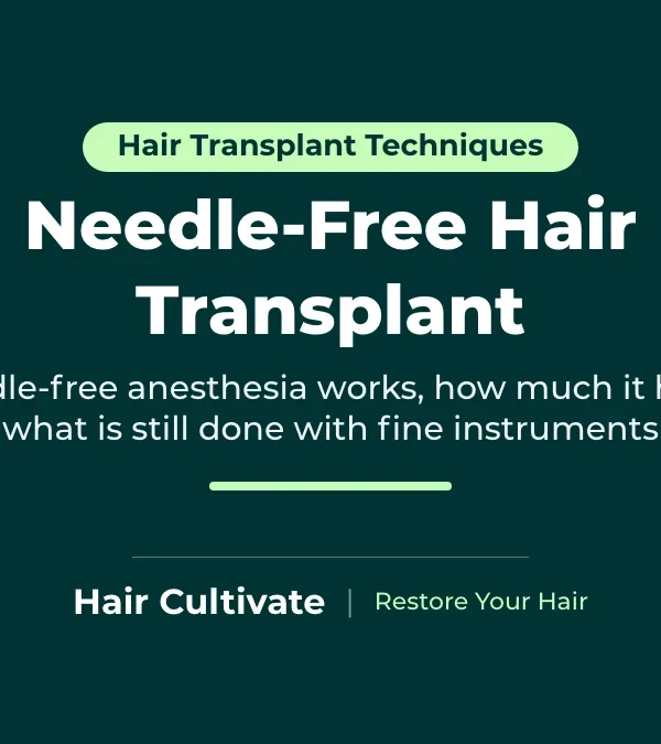 Needle free hair transplant with needle free anesthesia