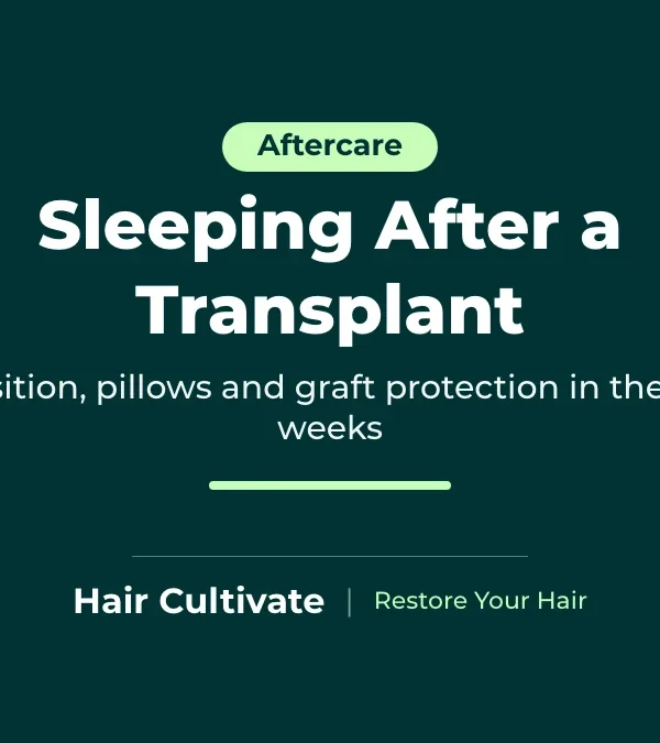 Man sleeping after hair transplant on his back with his head raised on pillows