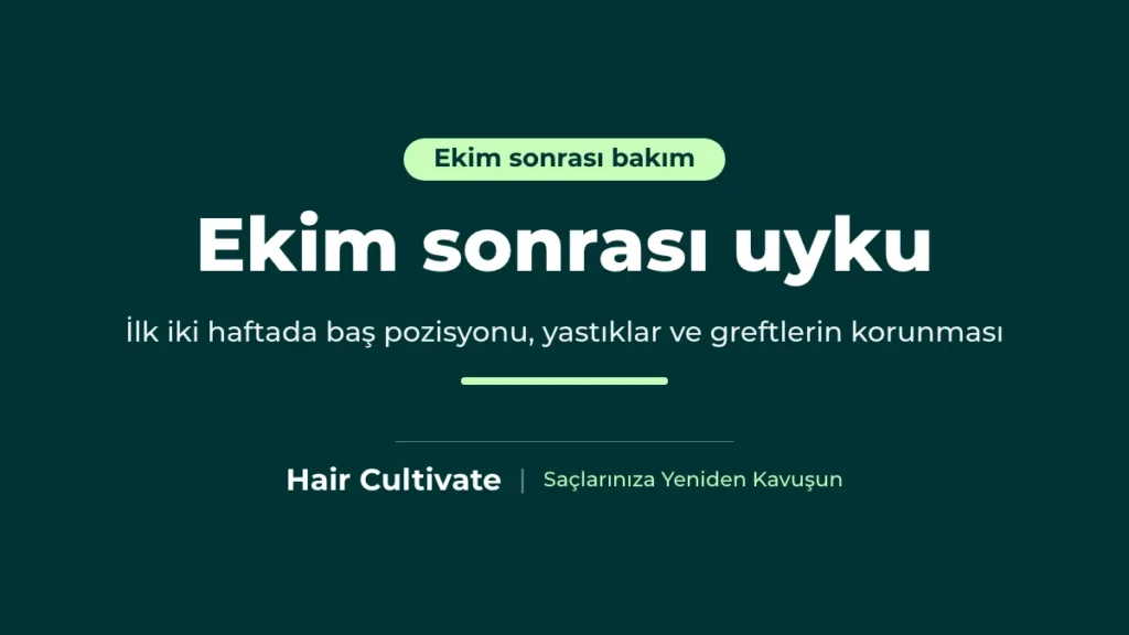 Saç ekimi sonrası uyku: başı yastıklarla yükseltilmiş, sırt üstü uyuyan erkek
