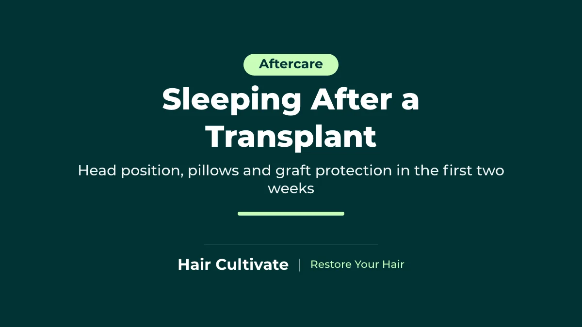 Man sleeping after hair transplant on his back with his head raised on pillows