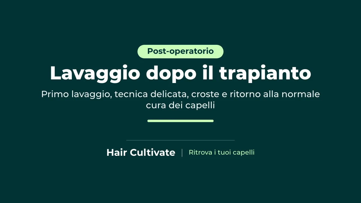 Paziente che si lava i capelli con i polpastrelli dopo il trapianto di capelli