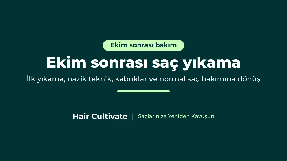 Parmak uçlarıyla nazik saç ekimi sonrası yıkama yapan hasta