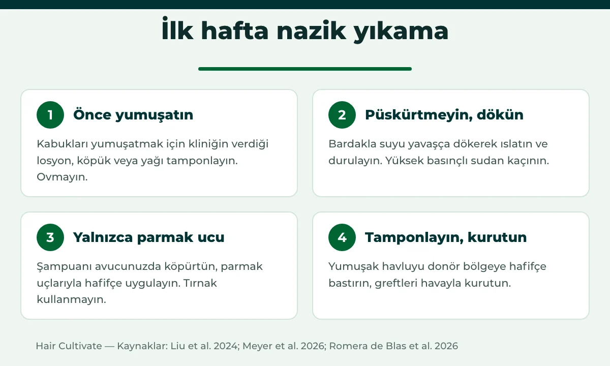 Saç ekimi sonrası yıkama: adım adım nazik teknik